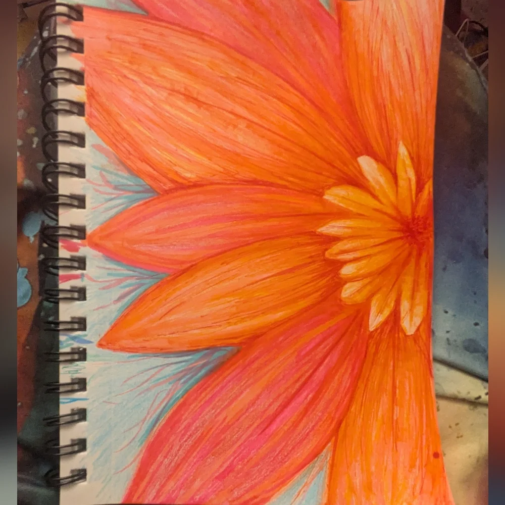 Vibrant Orange and Yellow Floral Art Print 4x6 - Picture 1 of 2